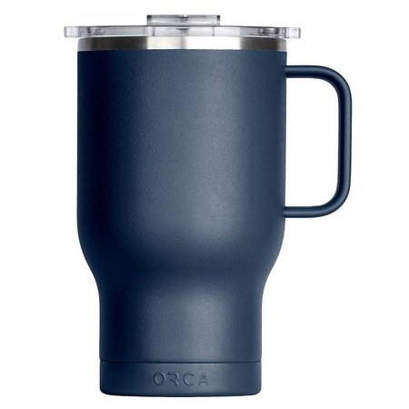 ORCA Traveler Series Coffee Mug, 24 oz Capacity, Whale Tail Flip Lid, Stainless Steel, Navy, Insulated TR24NA